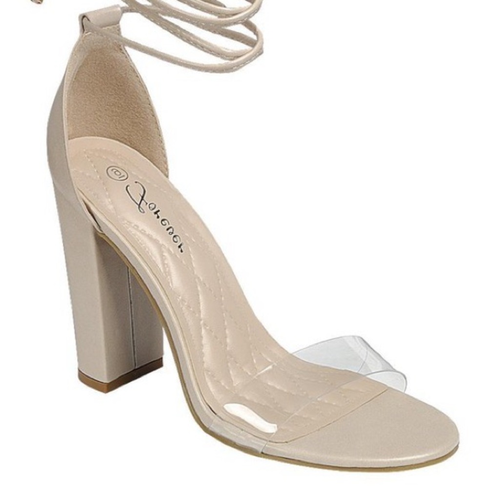 Clear Strap Block Heel Sandals | MAKE A OFFER